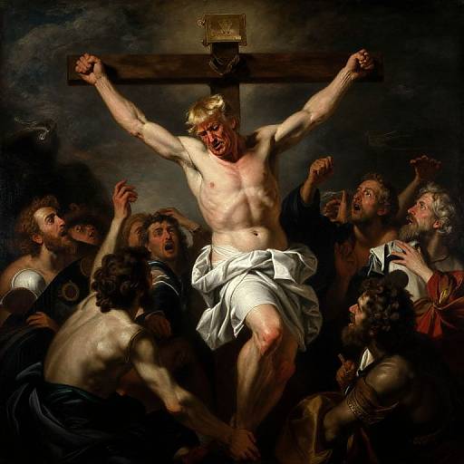Trump Crucified in Baroque Chaos