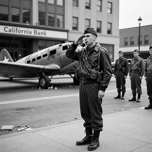 World War II Soldier in Urban Scene
