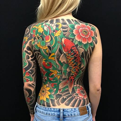 Vibrant Back Tattoo Sleeve Portrait
