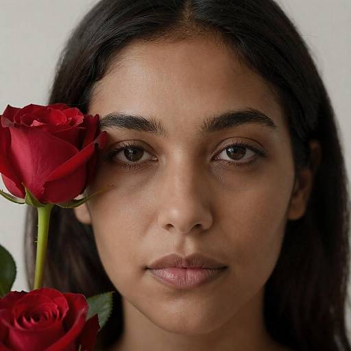 Enchanting Woman Amidst Red Roses