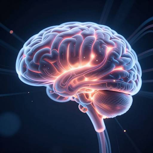 Glowing Digital Brain with AI Synapses