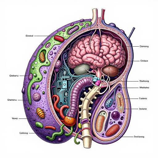 Detailed, colorful, digital illustration of a cross-sectioned human kidney showing internal structures, including glomeruli, tubules, and blood vessels, with