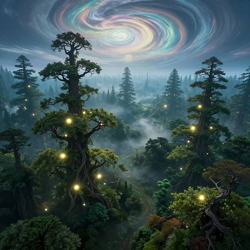Surreal Enchanted Forest Landscape