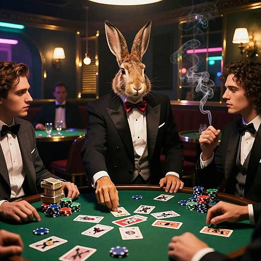 Confident Hare in Film-Noir Poker Duel