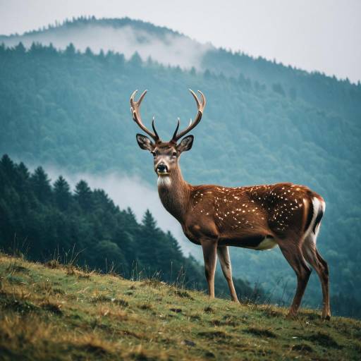 Deer Standing on Misty Hill Deer Standing on Misty Hill
