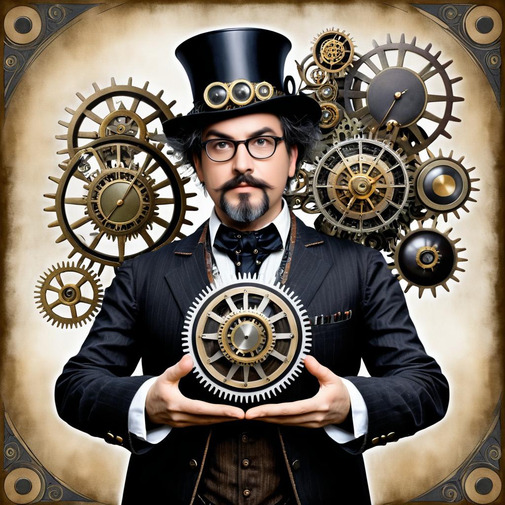 Whimsical Steampunk Inventor Portrait