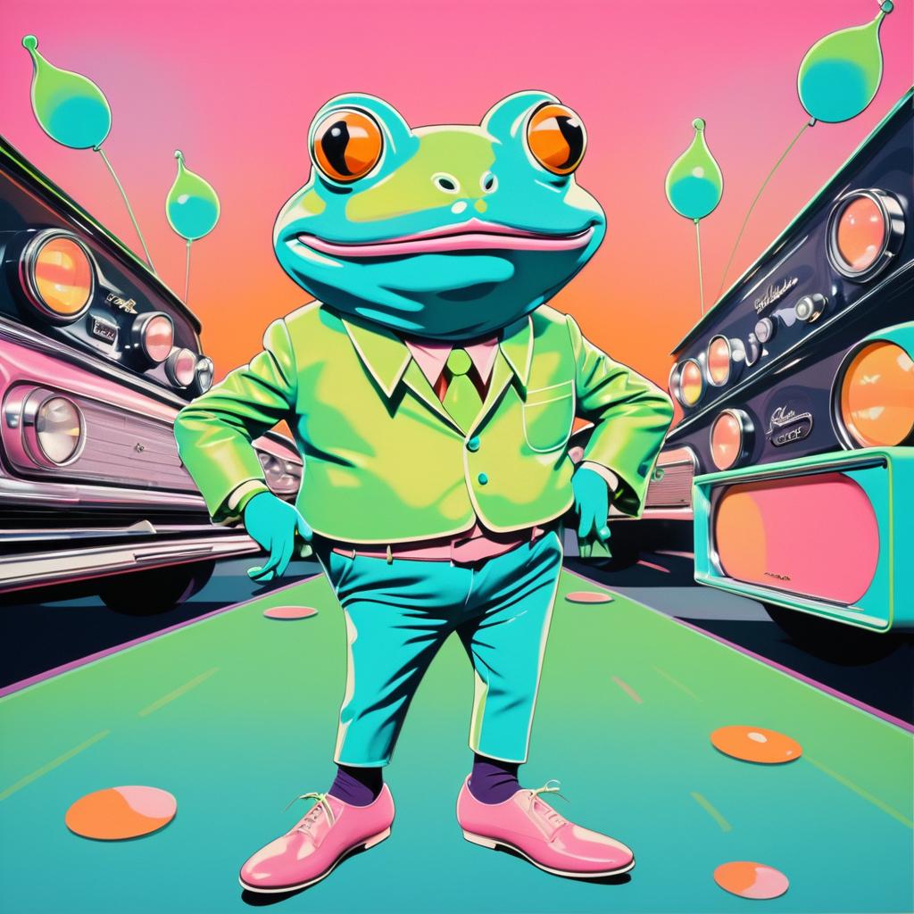 Moonwalking Frog in Groovy Lowbrow Art