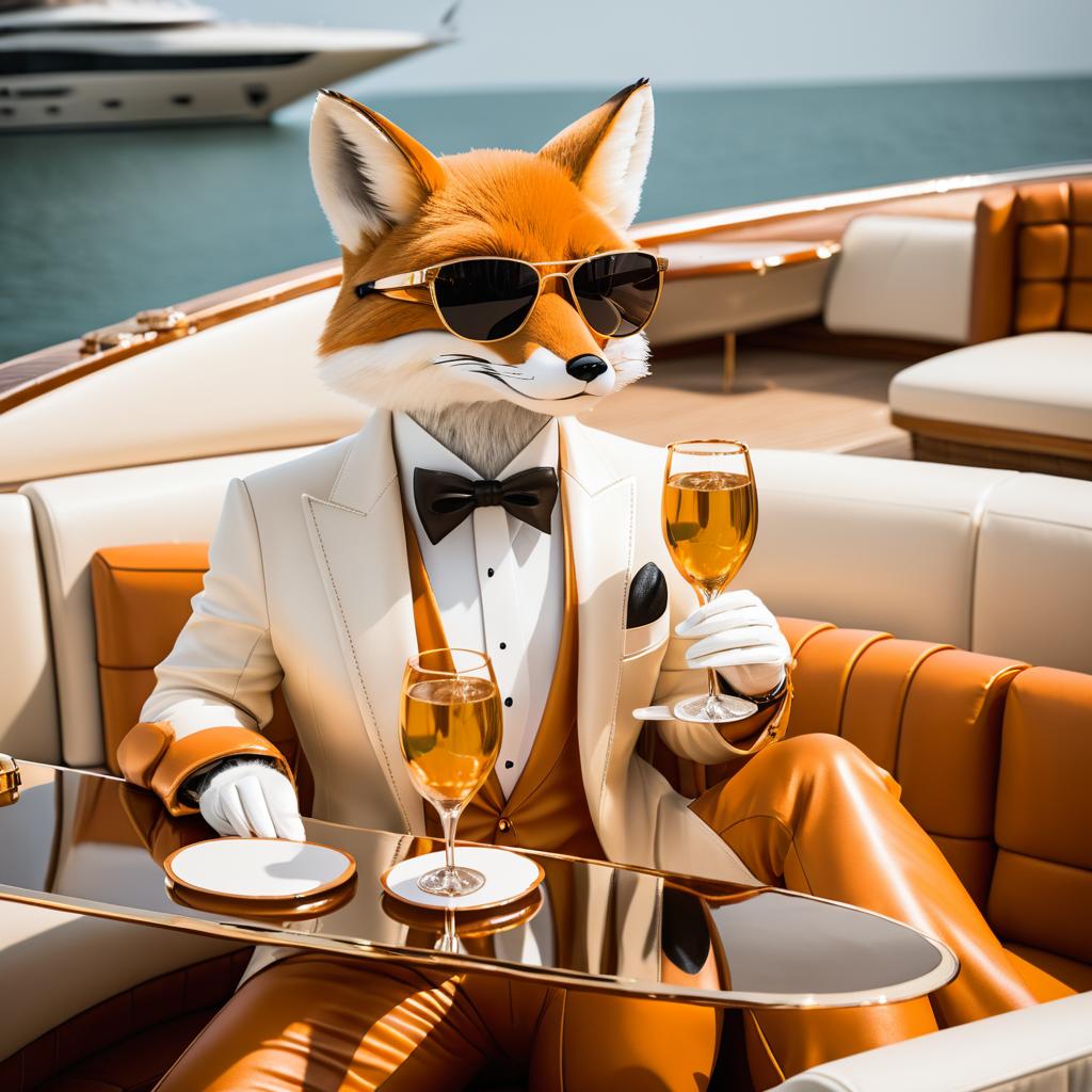 Chic Fox Relaxing on a Luxury Yacht