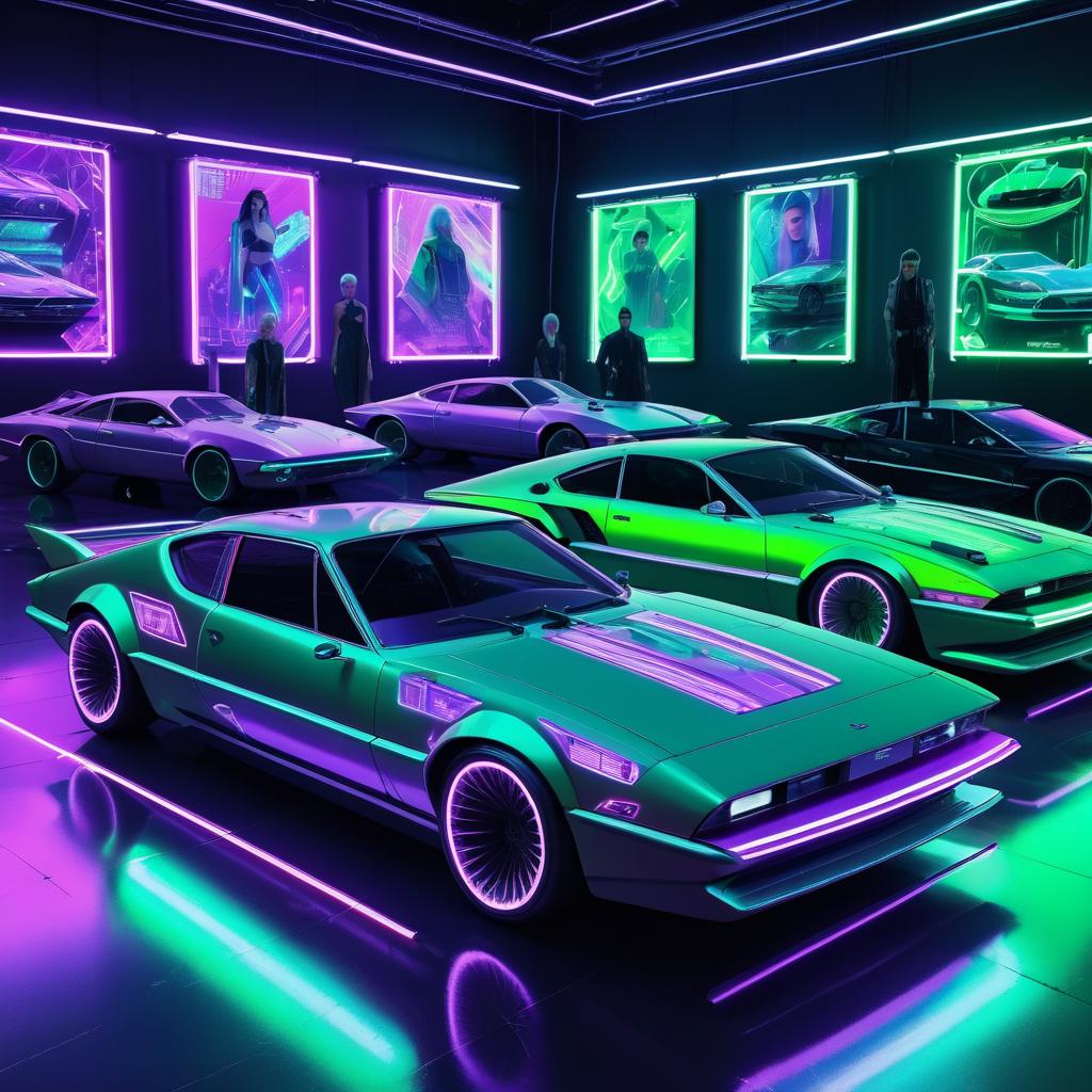 Futuristic Cyberpunk Car Show Extravaganza