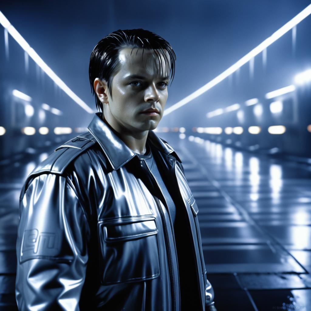 John Connor in a Futuristic Rainy World