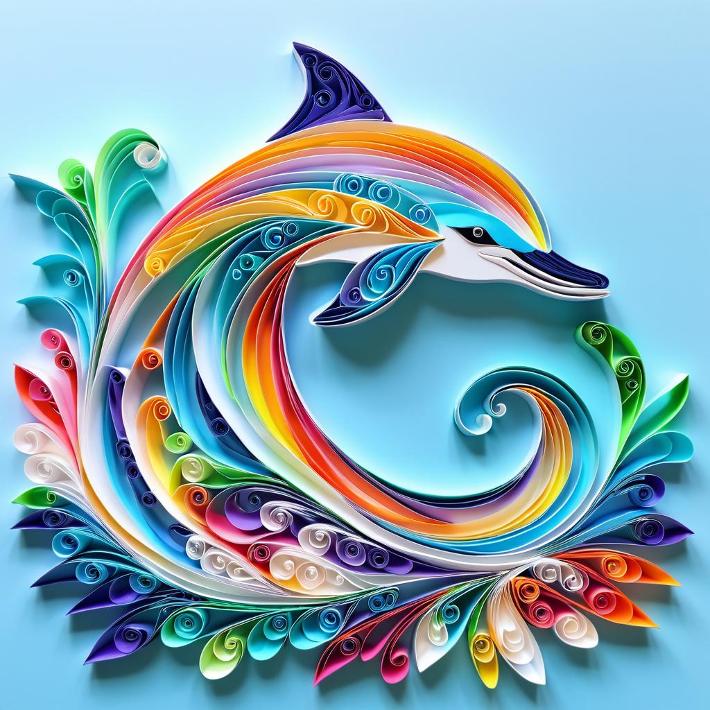 Vibrant Paper Quilling Dolphin Artwork