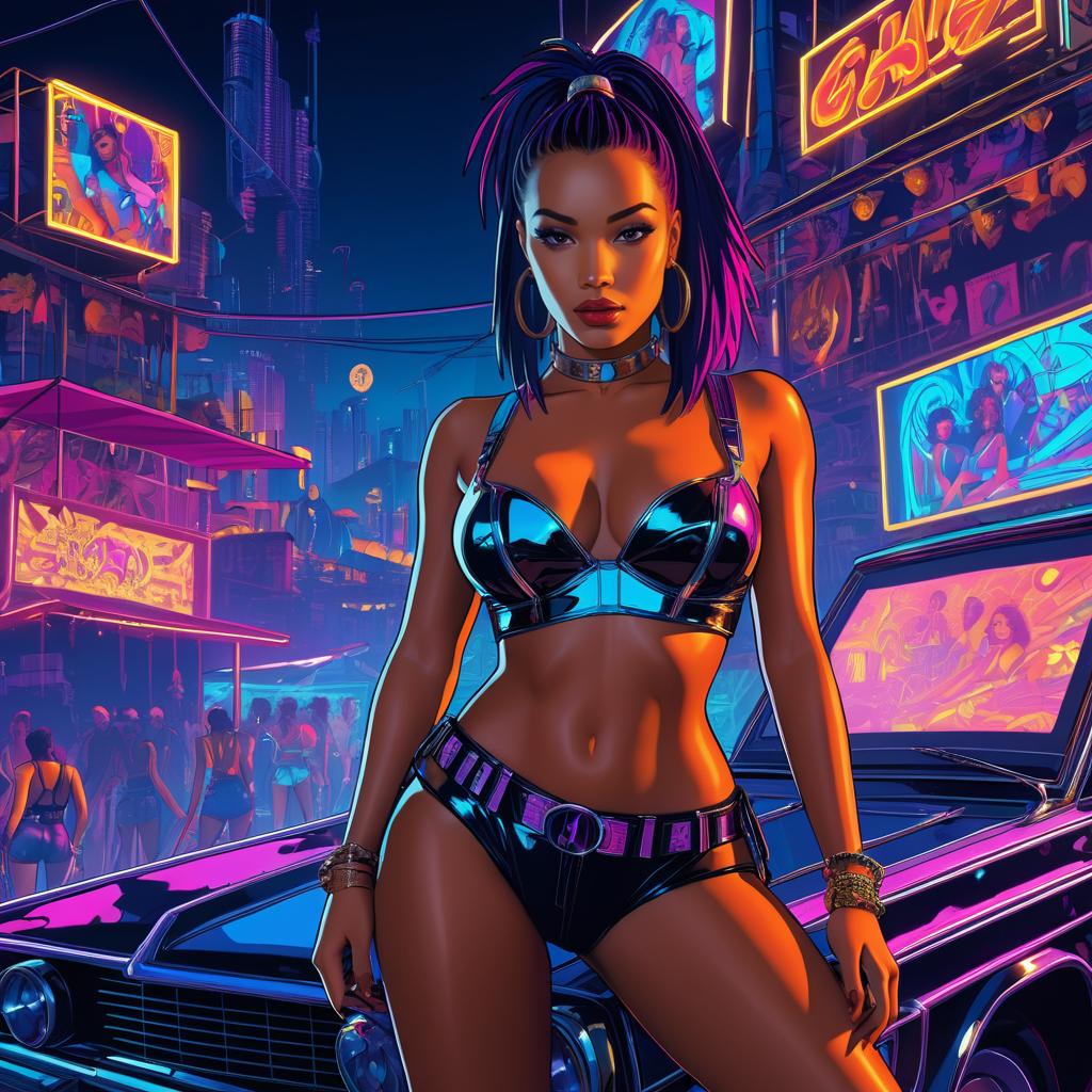 Cyberpunk Carnival Night Art Concept