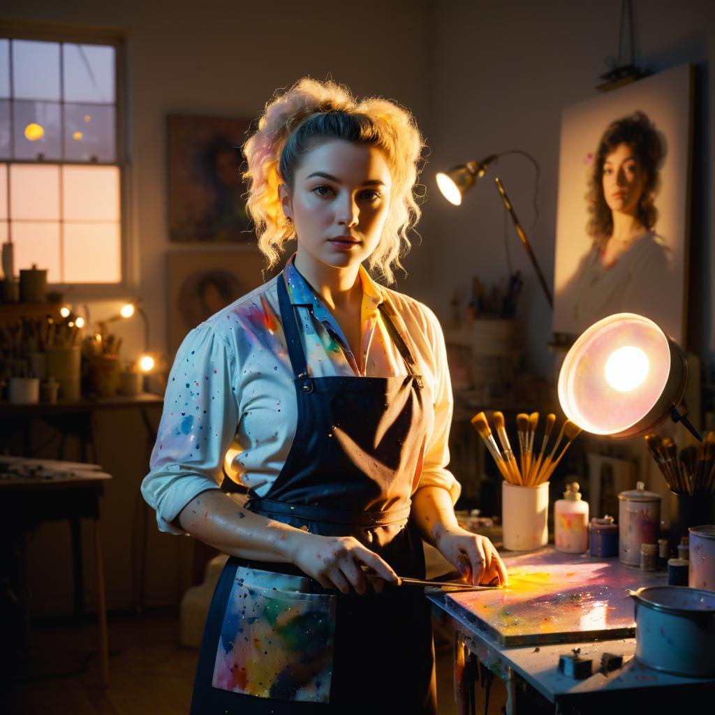 Dusk Portrait of a Painter in Studio