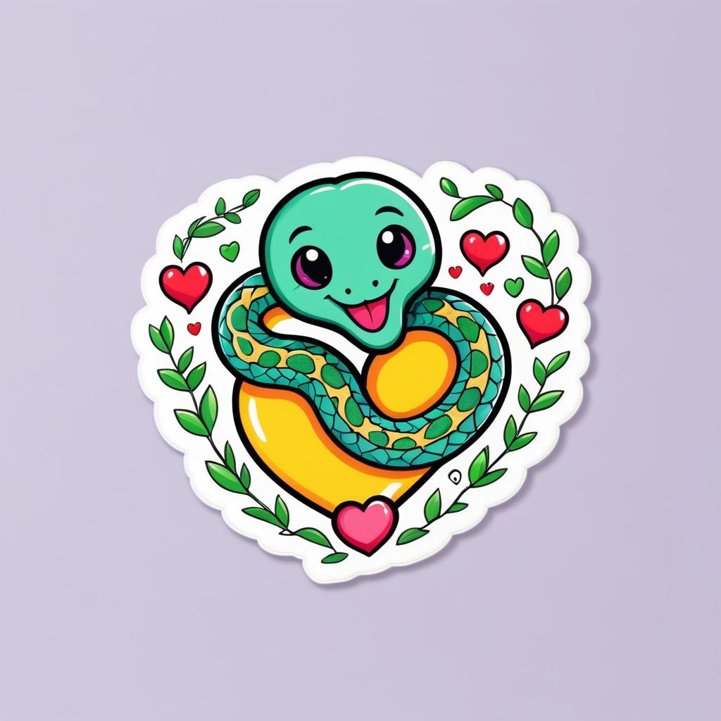 Adorable 'I Love Snakes' Sticker Design