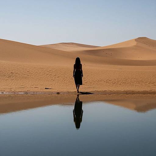 Woman Walking Barefoot in Desert