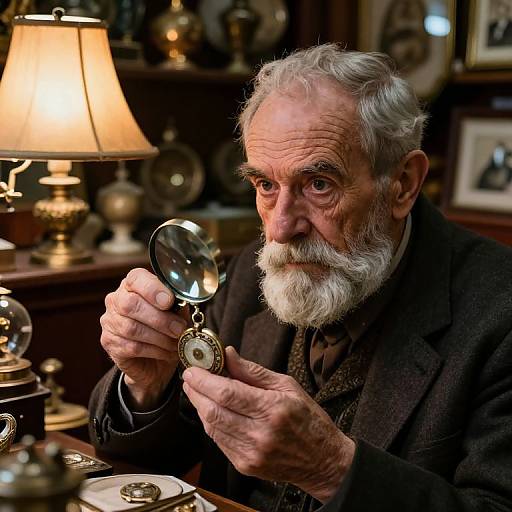 Hyperrealistic Elderly Antiques Dealer Portrait