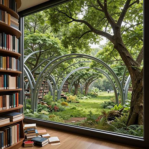 Futuristic Library Merging Nature & Architecture