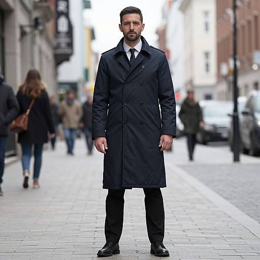 Man in Smart Coat on City Street