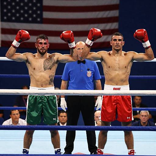 Intense Boxing Match with Spectators