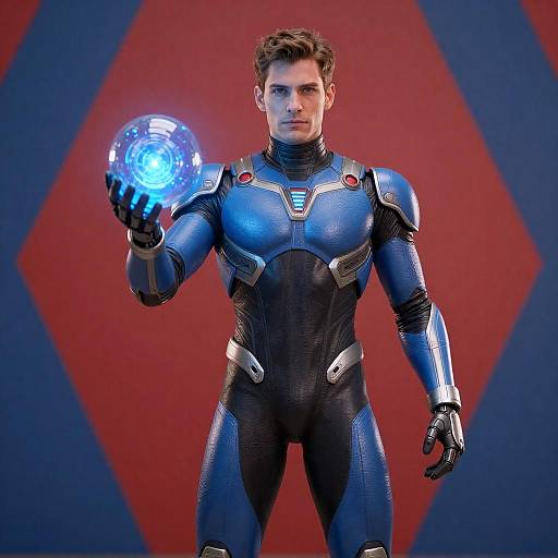 Futuristic CGI Robot Man With Orb