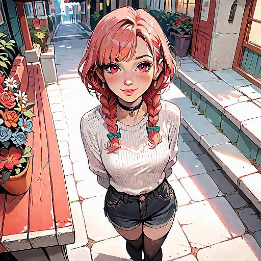 BaelzStrawberry Twin Braids Outdoor Overhead Smile