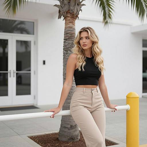 Stylish Blonde by a Modern Building