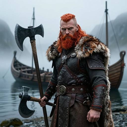 Epic Ginger Viking Warrior in Fjord