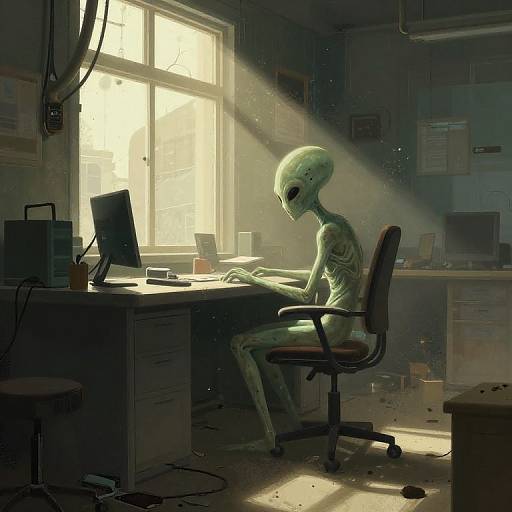 Corroded Cyberpunk Alien Office