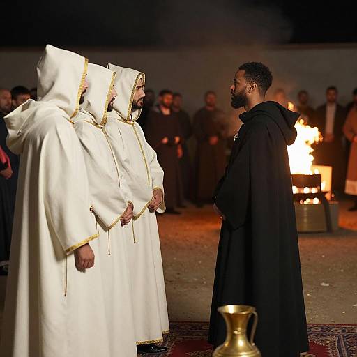 Mysterious Gathering Under Night Sky