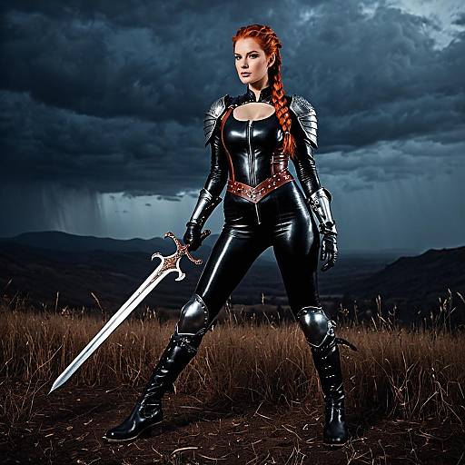 Warrior Princess in Leather Armor with Sword