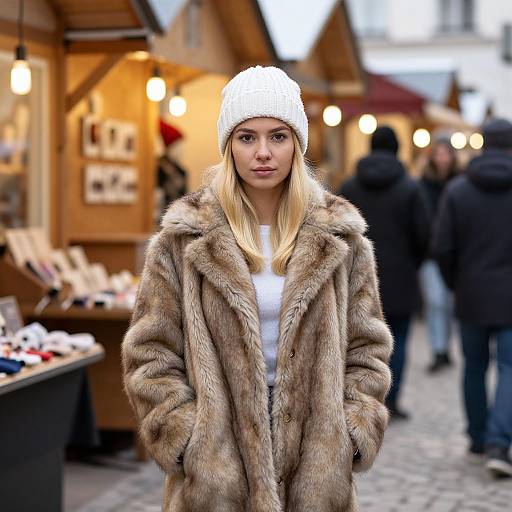 Confident Blonde Woman at Kiev Market