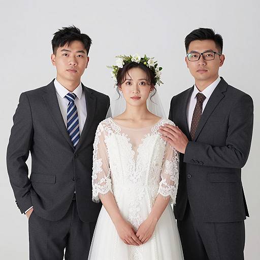 Elegant Wedding Photo with Two Men