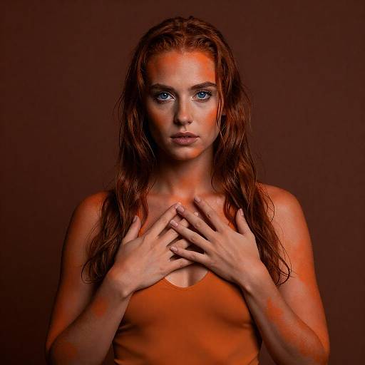 Intense Portrait of a Woman with Colorful Features