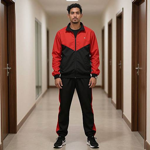Man in Red and Black Tracksuit