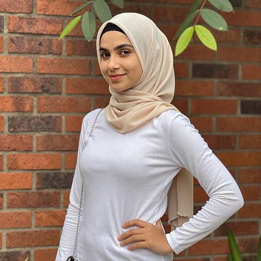 Young Woman in Beige Hijab Portrait