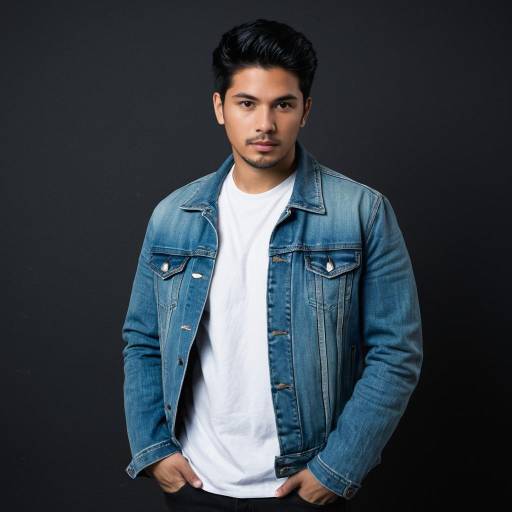 Young Latino Man in Denim Jacket and White T-shirt