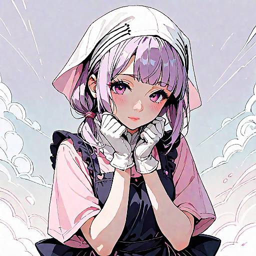 Anime Girl Maika in Pink Dress