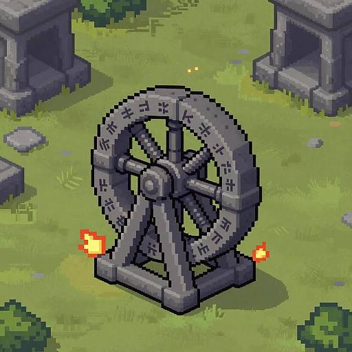 Ancient Rune-Engraved Ballista Pixel Art