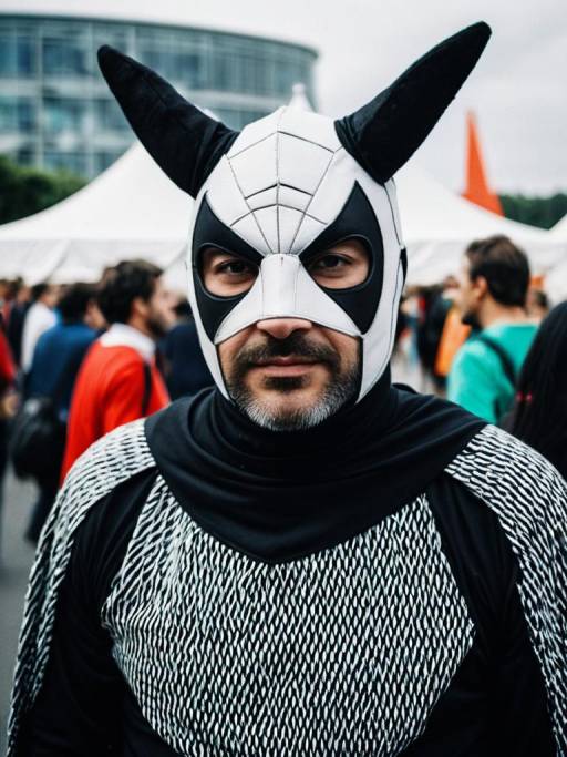 Man in Black and White Jersey Costume at Cosplay Festival