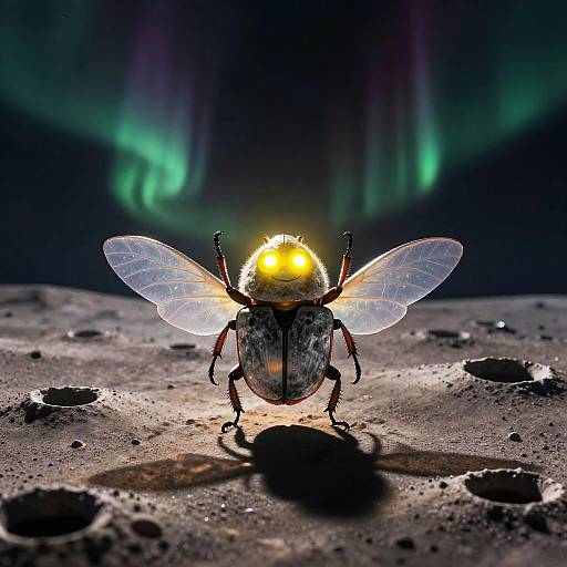 Surreal Humanoid Moon-Beetle Scene