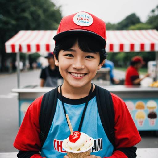 Smiling Boy in Ice Cream Vendor Costume