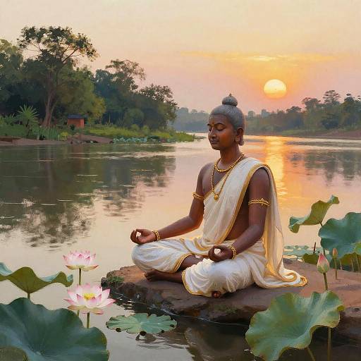 Pandey in Serene Riverside Meditation