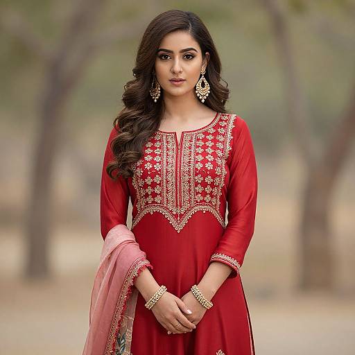 Elegant Pakistani Suit with Flowers