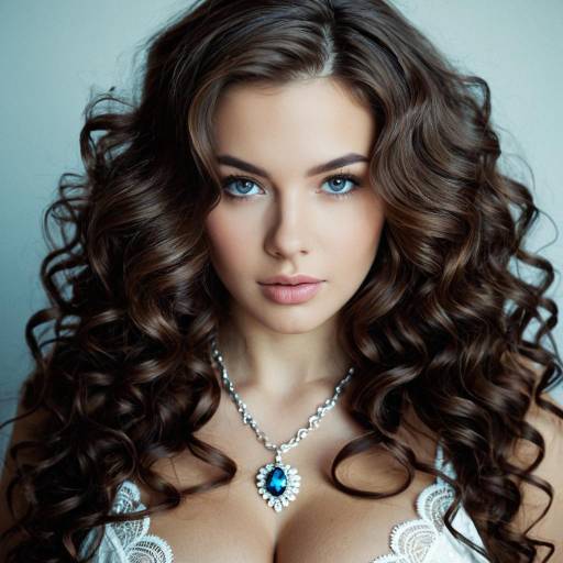 Realistic Brown Wavy Lace Wig Portrait