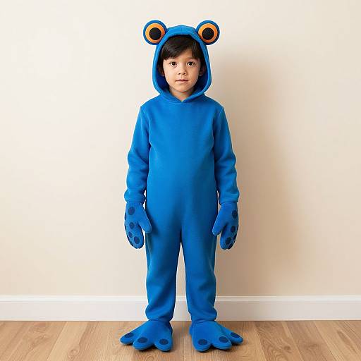 Boy in Blue Toad Halloween Costume