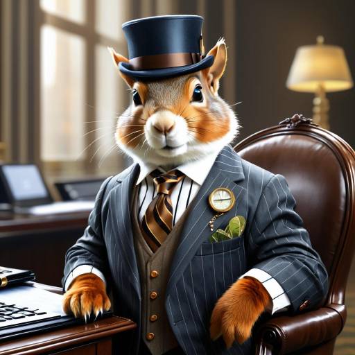 Stern Squirrel Banker in Elegant Setting