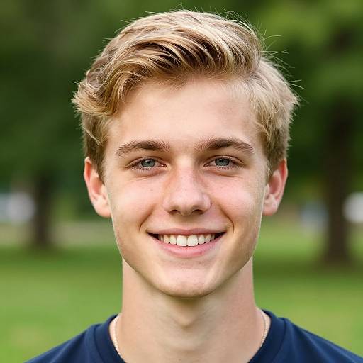 Smiling Blonde Male Student Outdoors