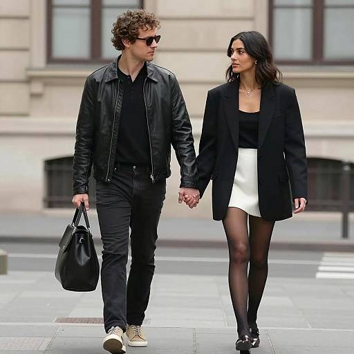 Romantic City Stroll in Stylish Attire