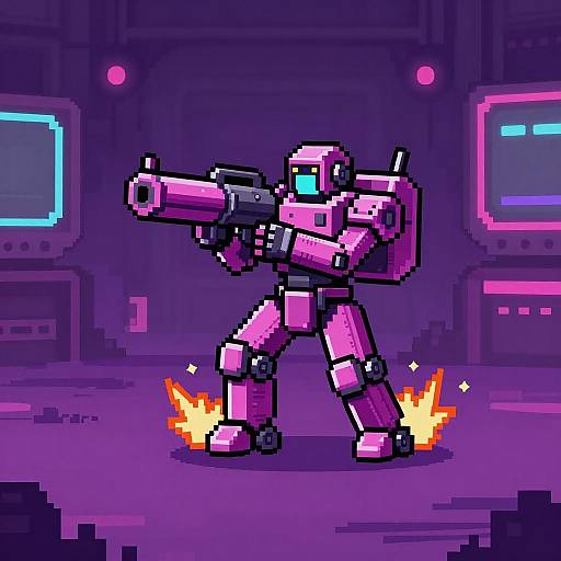 Retro Pixel Cyber-Mech Gunner