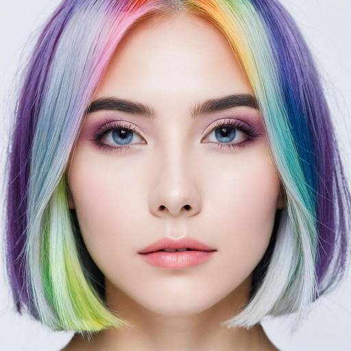 Colorful Portrait of a Girl with White Hair